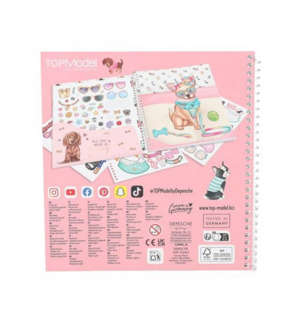 CUADERNO CON CALCOMANIAS DRESS ME DOGGY TOP MODEL