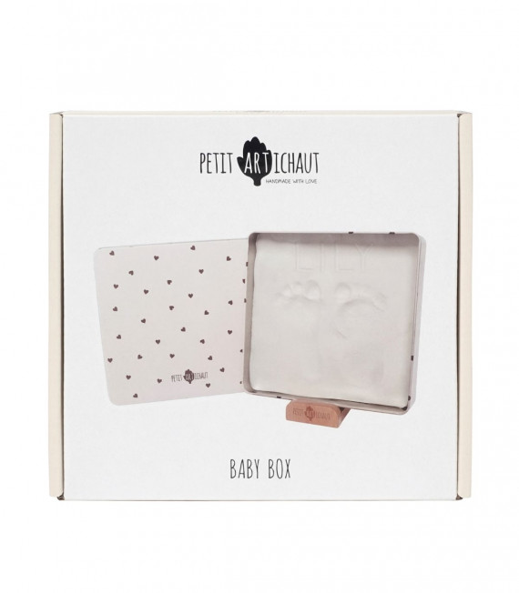 CAJA HUELLA DE BEBE CUADRADA JOLIS COEURS PETIT ARTICHAUT